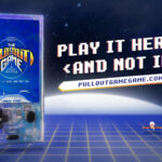 Space-themed game console with "Pullout Game" branding and website promotion