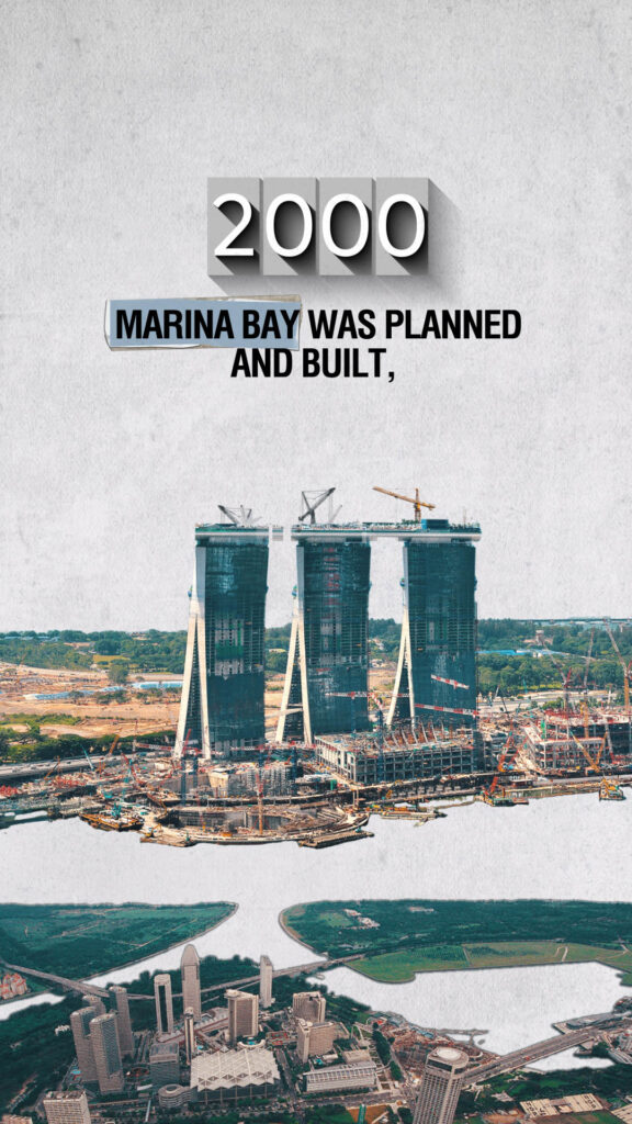 Marina Bay Sands under construction in 2000, iconic Singapore landmark