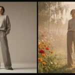 ComfyUI image editing before and after: studio shot relit into a sunrise meadow