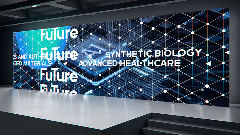 Modern tech display showcasing future synthetic biology and advanced healthcare concepts