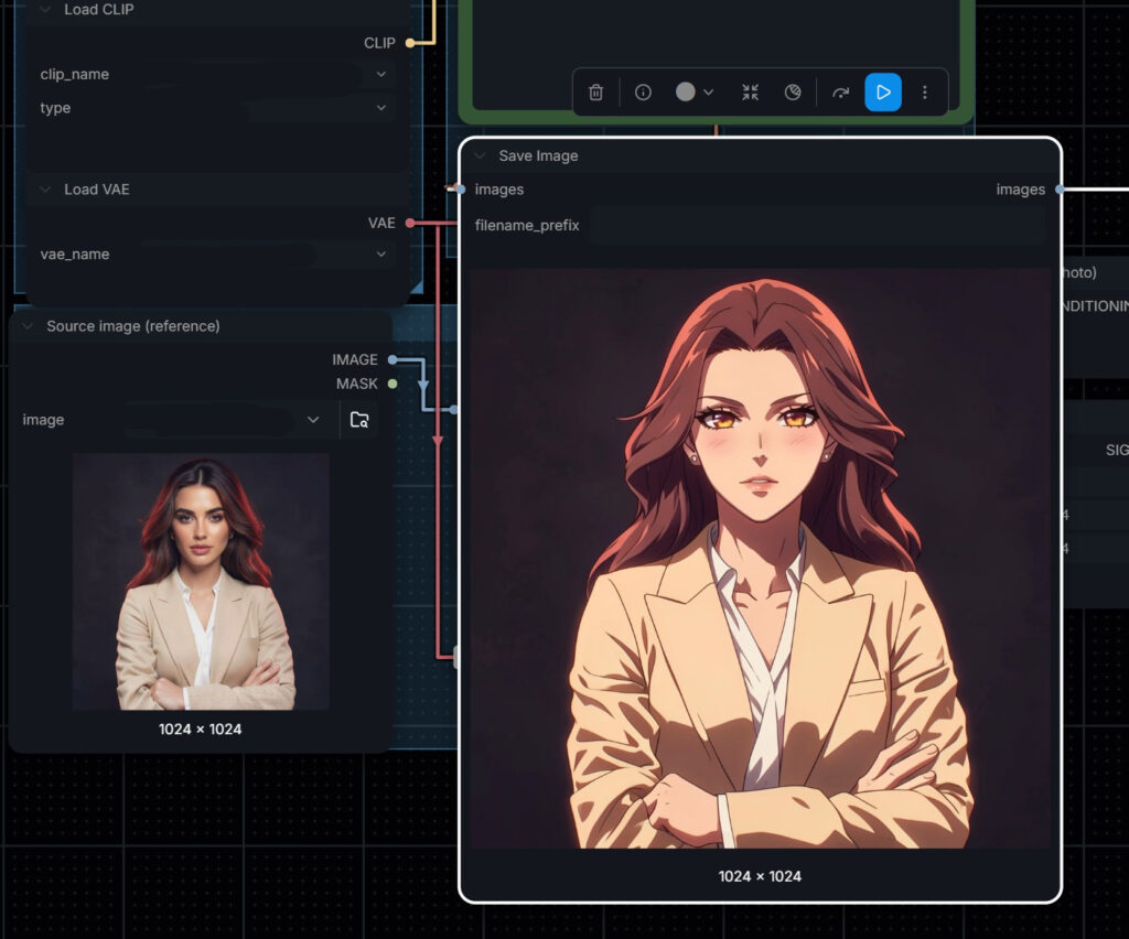 LoRA style: portrait photo turned into anime illustration