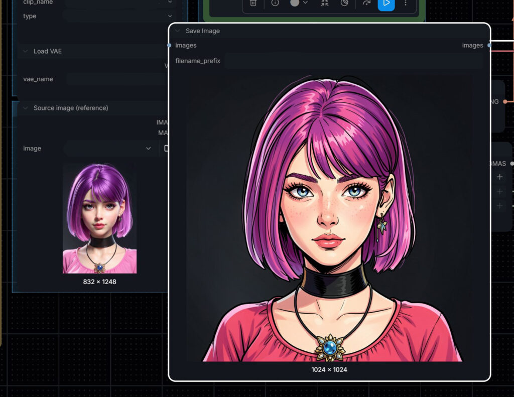 LoRA style: character portrait turned into a comic illustration